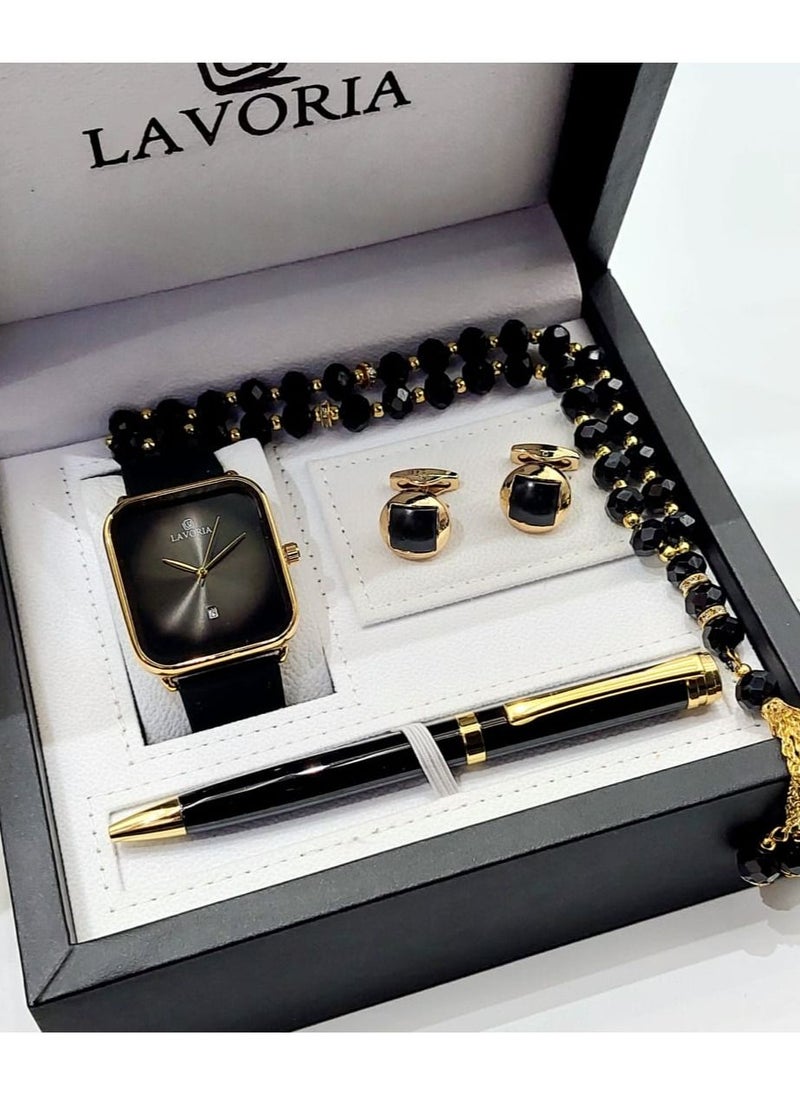 LAVORIA Laforea watch gift set for men consisting of 4 pieces, a rosary watch, a pen and a set of buttons  - Image 2