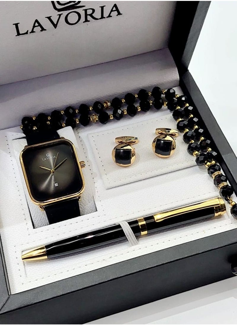 LAVORIA Laforea watch gift set for men consisting of 4 pieces, a rosary watch, a pen and a set of buttons  - Image 1