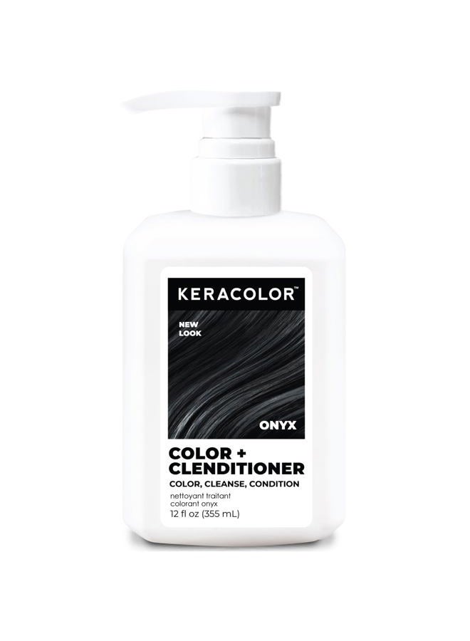 Keracolor Color + Clenditioner 3-in-1 Color-Depositing Conditioner, Gently Cleanses & Conditions, Semi-Permanent Onyx Hair Color, 12 Fl Oz - Image 1