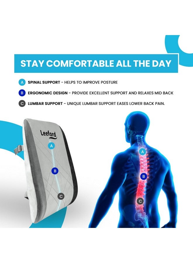 Leeford Back Rest For Chair & Car-With Breathable Fabric & Adjustable Strap|Lumbar Support Back Rest Cushion For Back Pain|Back Support Pillow For Sitting|Posture Correction-Back Pain Relief Products - Image 5