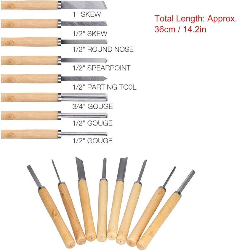 8 قطع من مجموعة إزميل الخراطة الفولاذية عالية الكربون للنحت والقطع والتجليخ - Image 3