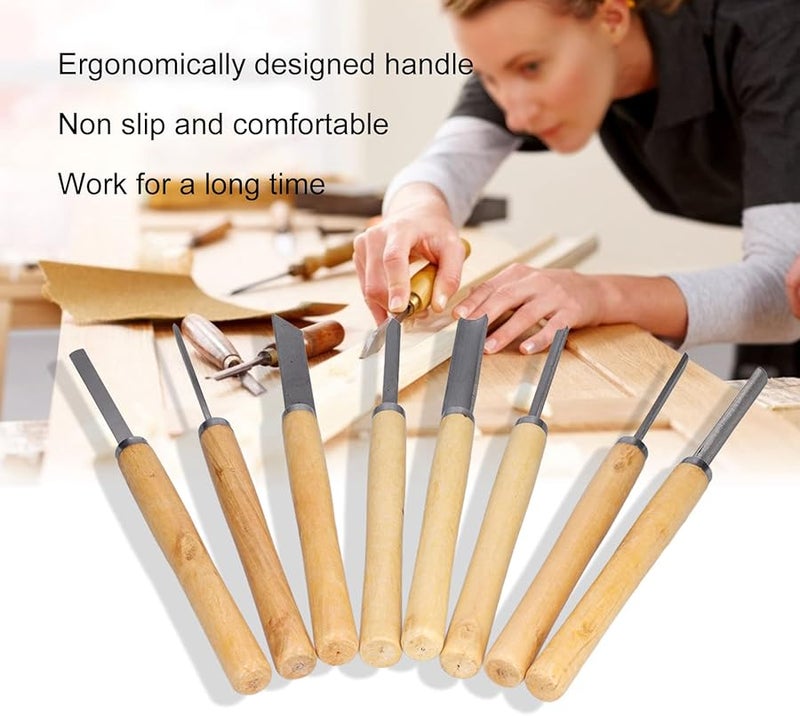 8 قطع من مجموعة إزميل الخراطة الفولاذية عالية الكربون للنحت والقطع والتجليخ - Image 5