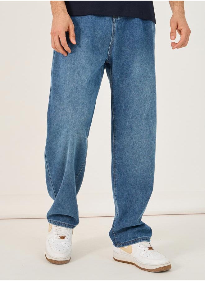 Styli Mid Rise Relaxed Fit Faded Jeans  - Image 1