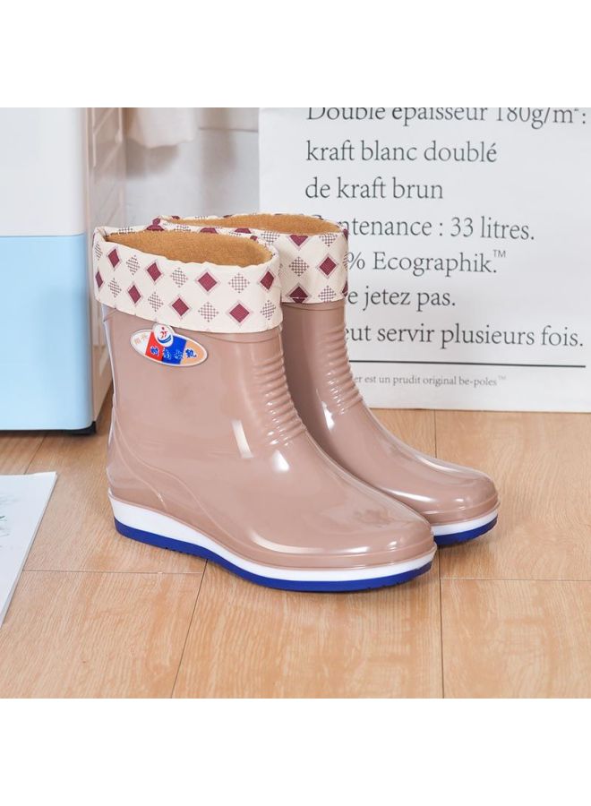 Women's Flat Low Adult Mid-calf Rain Boots Women's Fleece-lined Short Fashion Summer Water Boots Women's Non-slip Rain Boots Women's Waterproof Shoes