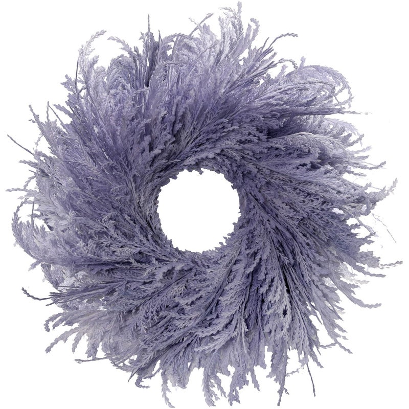 HipTree 28 Inch Farmhouse Lavender Purple Flocked Cypress Wreath Outdoor- Handmade Faux Lavender Pampas Grass Wreath for Front Door, Spring/Summer/Easter/Wedding All-Season Home DÃ©cor - Image 1