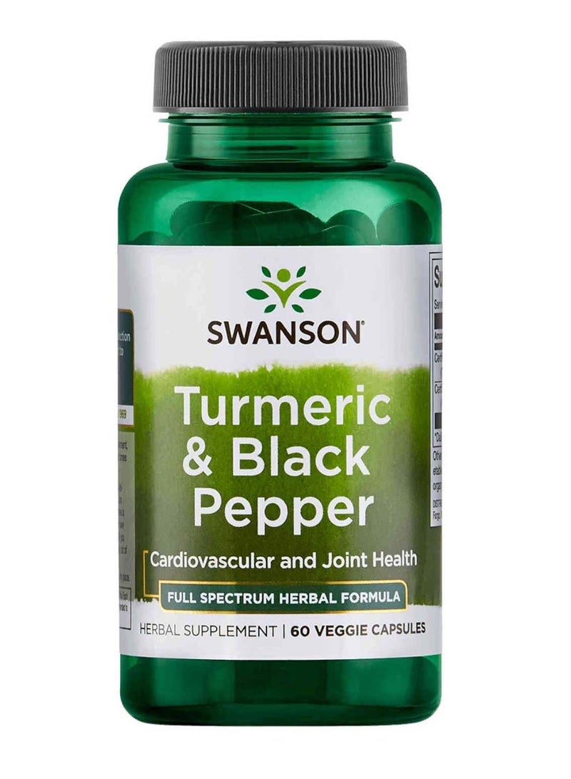 SWANSON الكركم والفلفل الأسود، 60 كبسولة نباتية