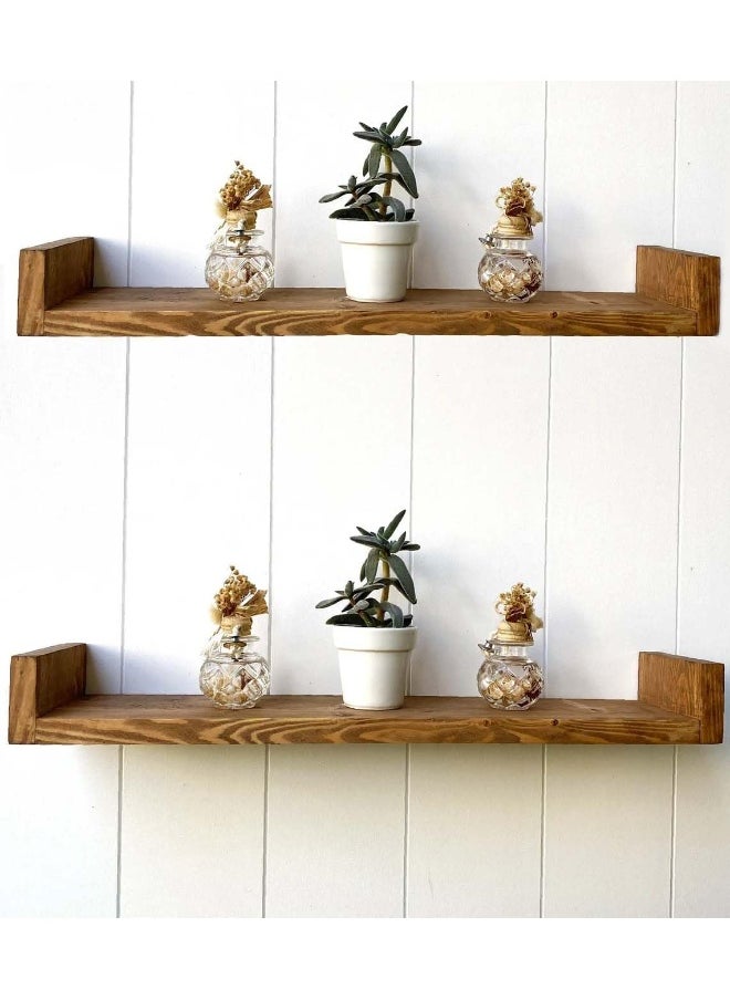 Horoof Home Horoof Home® Tow Rustic Wood Floating Shelf with Side Brackets  - Image 4