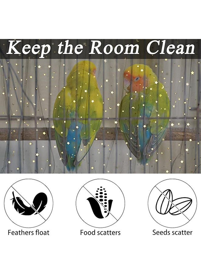 Generic Bird Cage Net Cover, Bird Cage Seed Catcher, Universal Adjustable Bird Cage Skirt Cover Birdcage Nylon Seed Mesh Net Cover, Prevent Scatter and Mess, Black, Star Shape  - Image 2