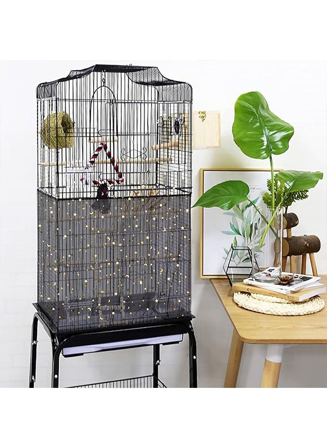 Generic Bird Cage Net Cover, Bird Cage Seed Catcher, Universal Adjustable Bird Cage Skirt Cover Birdcage Nylon Seed Mesh Net Cover, Prevent Scatter and Mess, Black, Star Shape  - Image 5