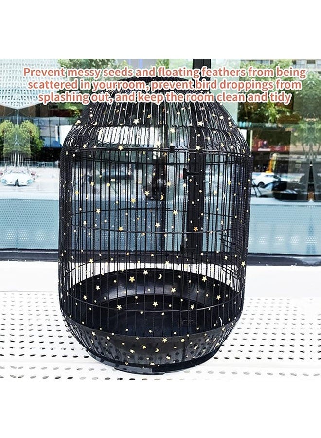 Generic Bird Cage Net Cover, Bird Cage Seed Catcher, Universal Adjustable Bird Cage Skirt Cover Birdcage Nylon Seed Mesh Net Cover, Prevent Scatter and Mess, Black, Star Shape  - Image 4