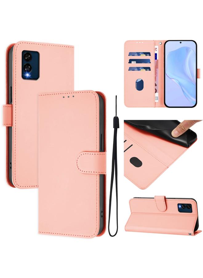 اس-توب جراب لهاتف BLU View Speed مصنوع من الجلد بلون سادة مع حبل تعليق - Image 1