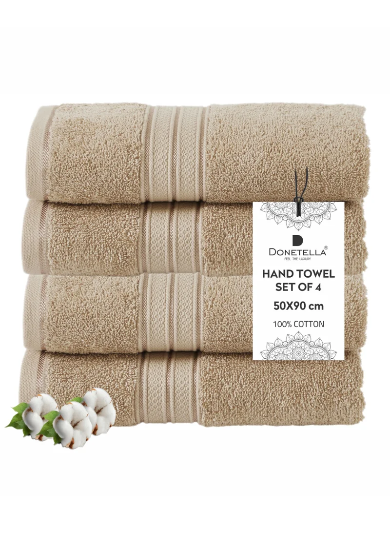 Donetella Premium 100 % Combed Cotton 4-Pcs Hand Towel Set (50 X 90 CM) 600 GSM Super Soft Hand Towel, Highly Absorbent, Quick Dry,Best Towel for Bathroom, Spa And Hotel,White