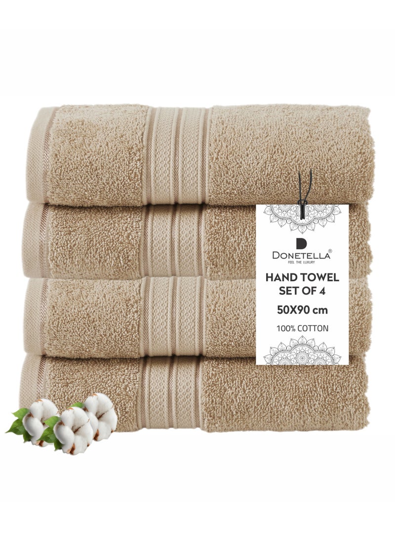 Donetella Premium 100 % Combed Cotton 4-Pcs Hand Towel Set (50 X 90 CM) 600 GSM Super Soft Hand Towel, Highly Absorbent, Quick Dry,Best Towel for Bathroom, Spa And Hotel. - Image 1