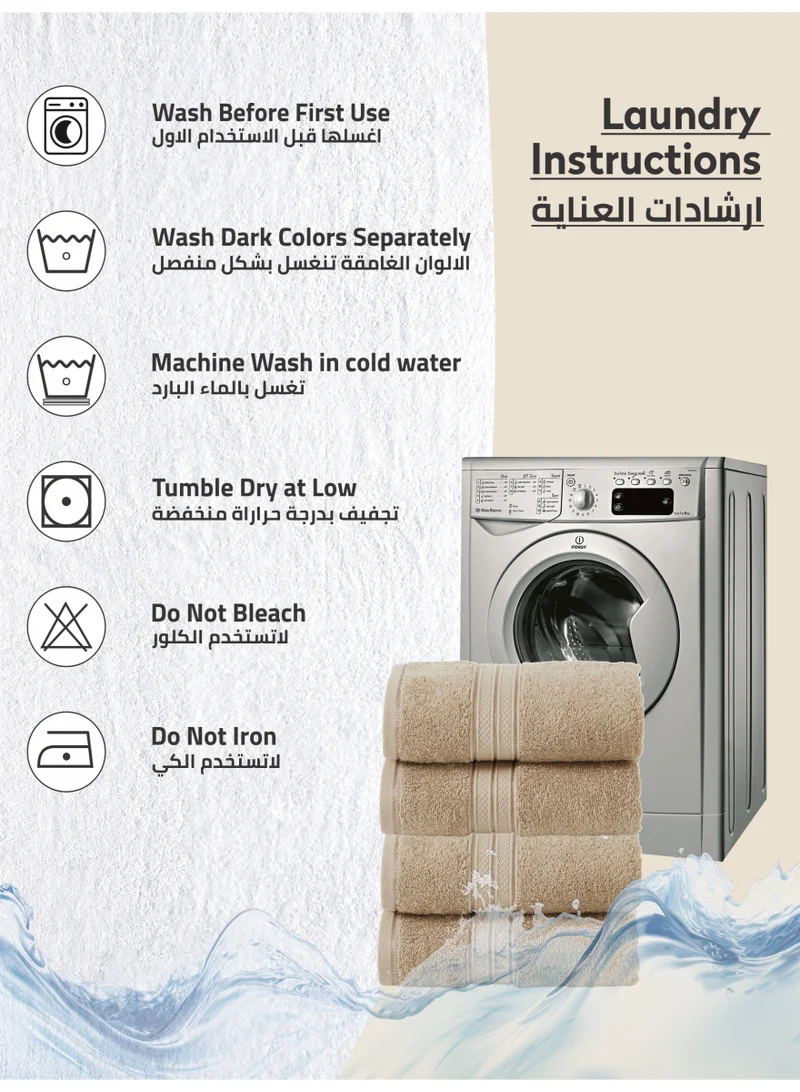 Donetella Premium 100 % Combed Cotton 4-Pcs Hand Towel Set (50 X 90 CM) 600 GSM Super Soft Hand Towel, Highly Absorbent, Quick Dry,Best Towel for Bathroom, Spa And Hotel,White