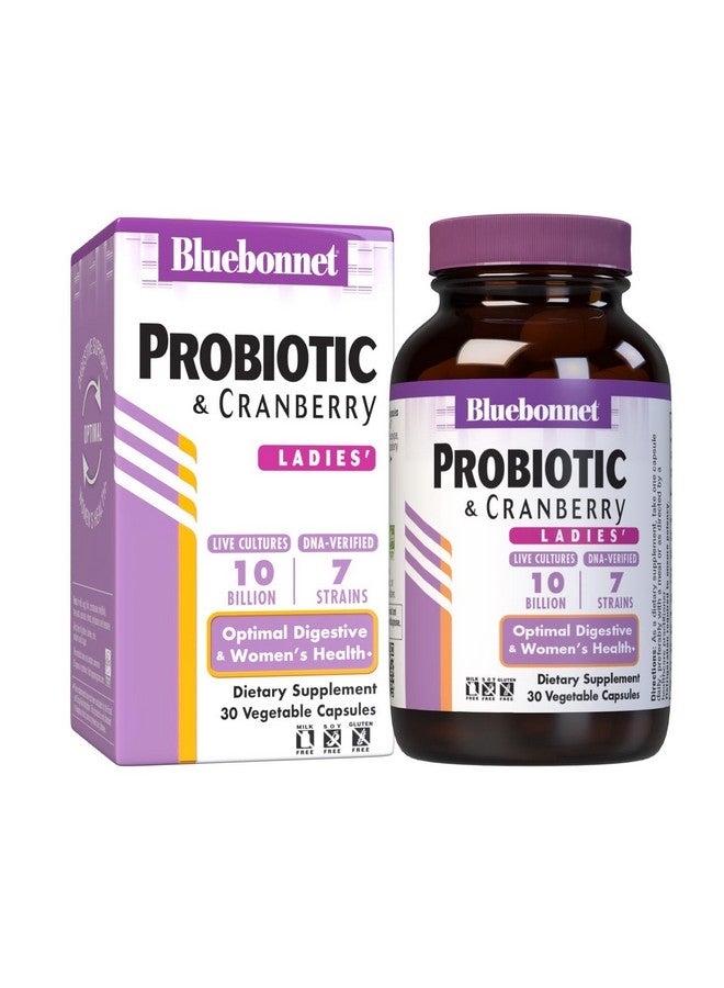Bluebonnet Nutrition Ladies' Probiotic and Cranberry, 10 Billion CFU Per Serving, Supports Immune Health*, Aids in Digestive Health*, Gluten-Free, Milk-Free, Soy-Free, Non-GMO, 30 Vegetable Capsules - Image 1