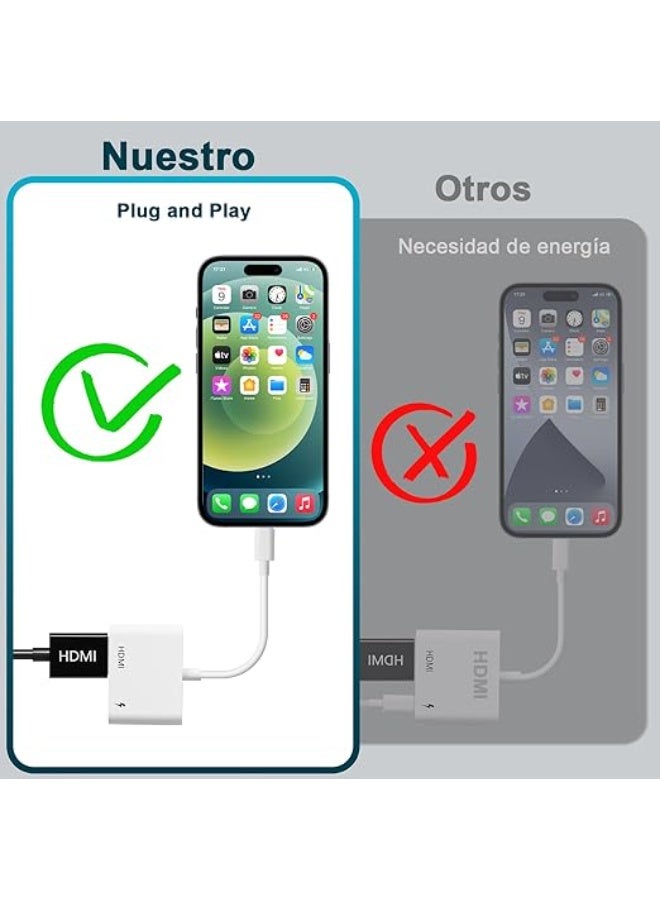 HDMI Adapter for iPhone to TV, 1080p HD Digital AV Adapter, Plug and Play, Compatible with iPhone 14/13/12/11/X/8, iPad to HDTV, Projector, and Monitor - Image 4