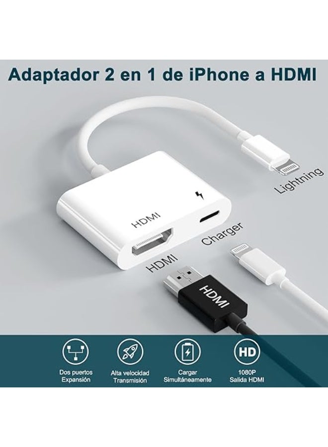 HDMI Adapter for iPhone to TV, 1080p HD Digital AV Adapter, Plug and Play, Compatible with iPhone 14/13/12/11/X/8, iPad to HDTV, Projector, and Monitor - Image 3