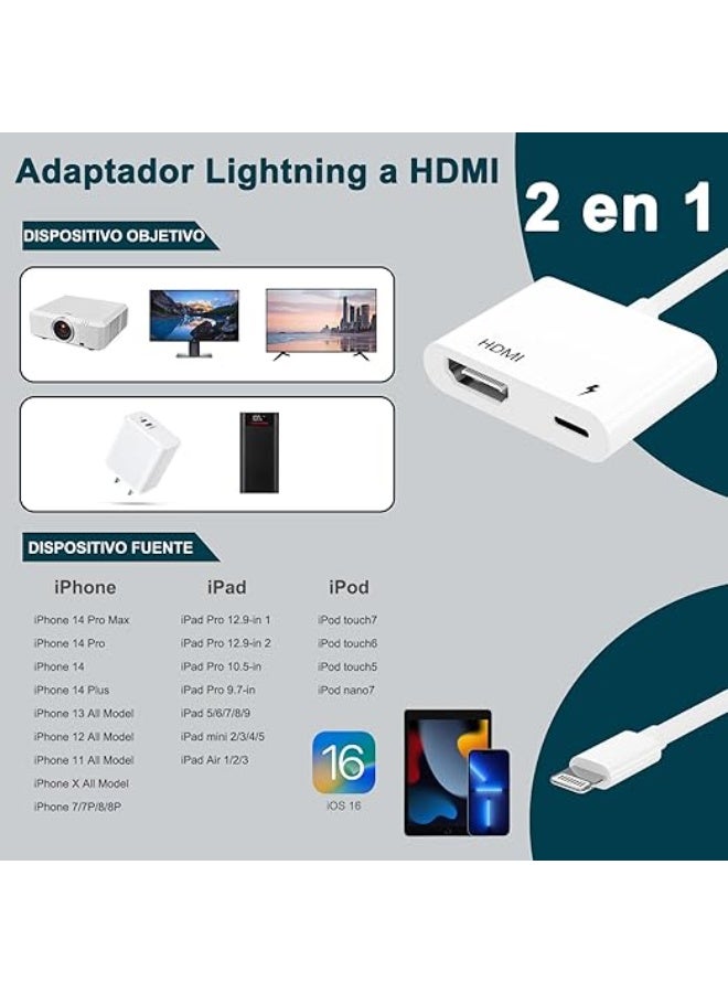 HDMI Adapter for iPhone to TV, 1080p HD Digital AV Adapter, Plug and Play, Compatible with iPhone 14/13/12/11/X/8, iPad to HDTV, Projector, and Monitor - Image 5