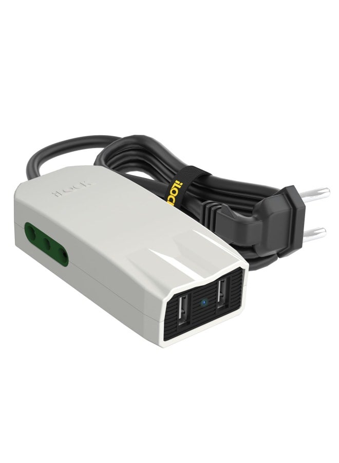 iLOCK Mini 2-Port Power Strip + C+A Fast Charger 3m Cable