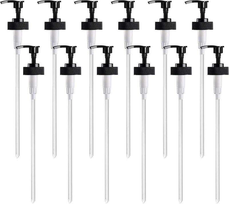 YBB Gallon Pump Dispenser, Fits Most 1 Gallon Jugs and Containers 38/400 Snow Cone Syrup Pump Lid Top Replacement for Sanitizer, Lotion, Shampoo, Conditioner (Balck - 12 Pack) - Image 1