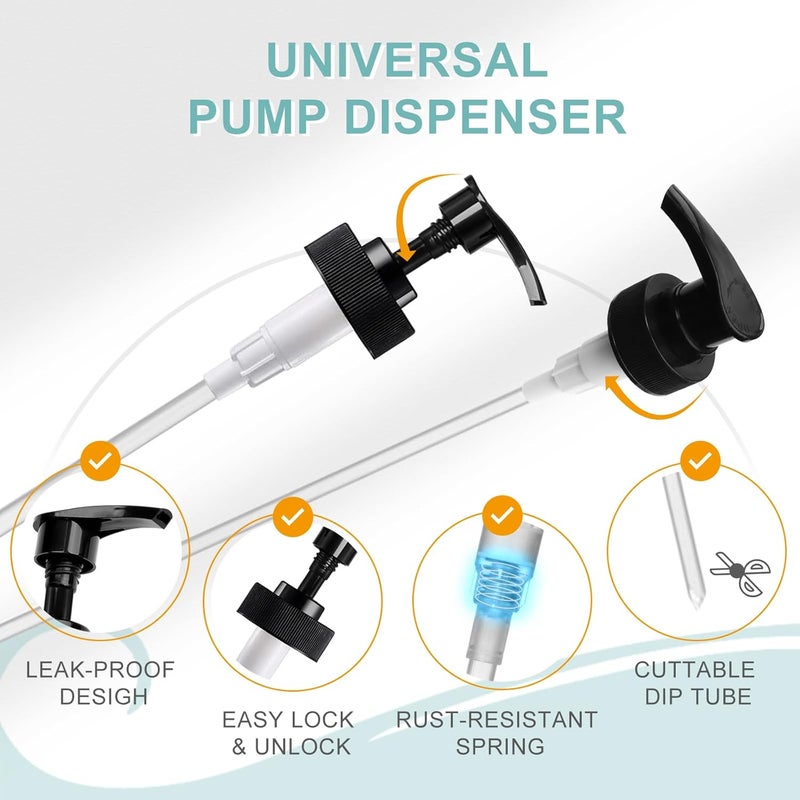 YBB Gallon Pump Dispenser, Fits Most 1 Gallon Jugs and Containers 38/400 Snow Cone Syrup Pump Lid Top Replacement for Sanitizer, Lotion, Shampoo, Conditioner (Balck - 12 Pack) - Image 3