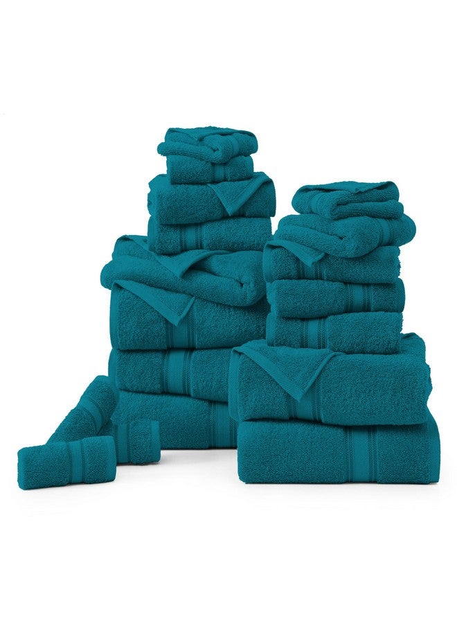 LANE LINEN Lane Linen 100% Cotton Luxury Bathroom Towel Set - 18 Pcs - Zero Twist, Quick Dry, Super Soft & Highly Absorbent - 6 Bath Towels, 6 Washcloths, 6 Hand Towels - Tumble Dry regains Fluffiness - Sea Port  - Image 2