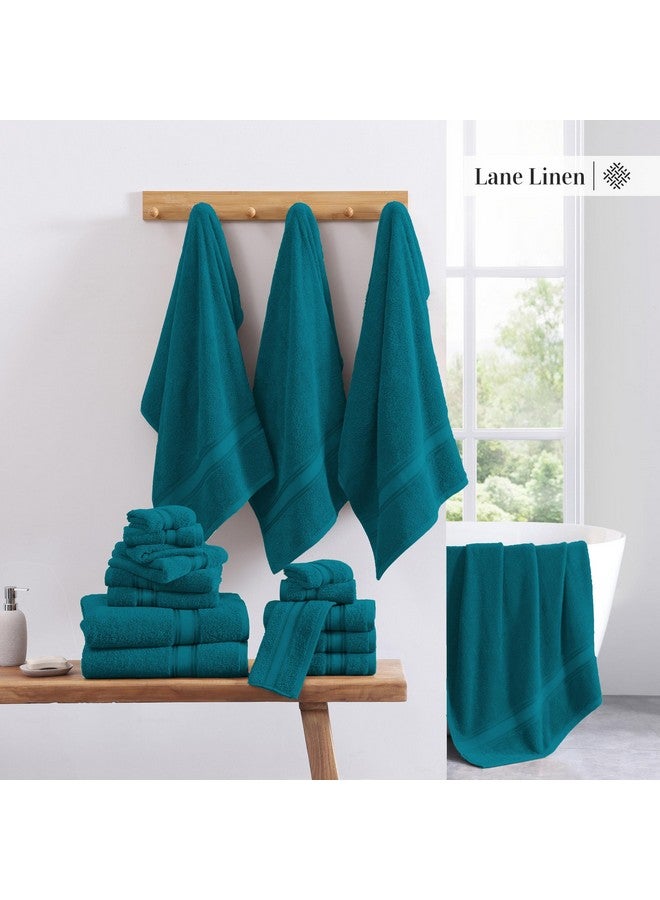 LANE LINEN Lane Linen 100% Cotton Luxury Bathroom Towel Set - 18 Pcs - Zero Twist, Quick Dry, Super Soft & Highly Absorbent - 6 Bath Towels, 6 Washcloths, 6 Hand Towels - Tumble Dry regains Fluffiness - Sea Port  - Image 5