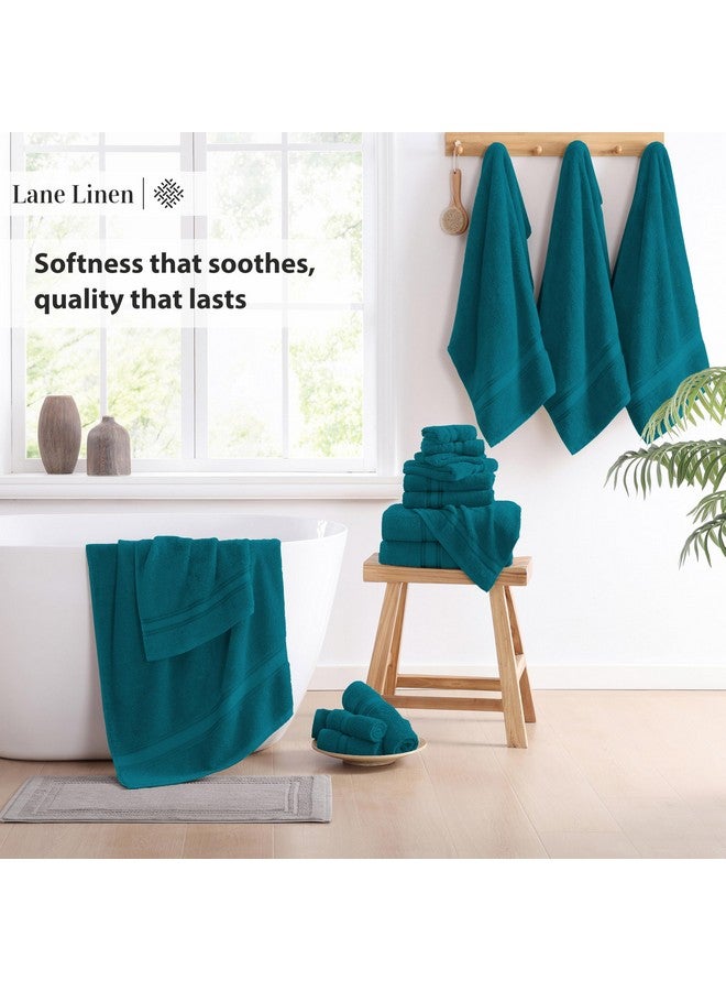 LANE LINEN Lane Linen 100% Cotton Luxury Bathroom Towel Set - 18 Pcs - Zero Twist, Quick Dry, Super Soft & Highly Absorbent - 6 Bath Towels, 6 Washcloths, 6 Hand Towels - Tumble Dry regains Fluffiness - Sea Port  - Image 4