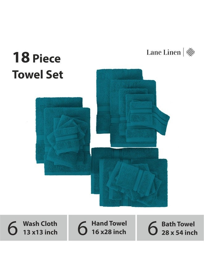 LANE LINEN Lane Linen 100% Cotton Luxury Bathroom Towel Set - 18 Pcs - Zero Twist, Quick Dry, Super Soft & Highly Absorbent - 6 Bath Towels, 6 Washcloths, 6 Hand Towels - Tumble Dry regains Fluffiness - Sea Port  - Image 3