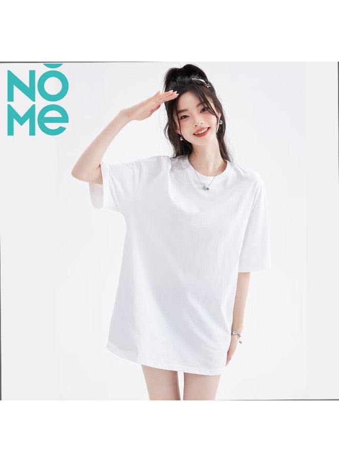 Nome Women's Short Sleeve New Loose Long Style T-shirt Covering Hips Basic Top White L - Image 2