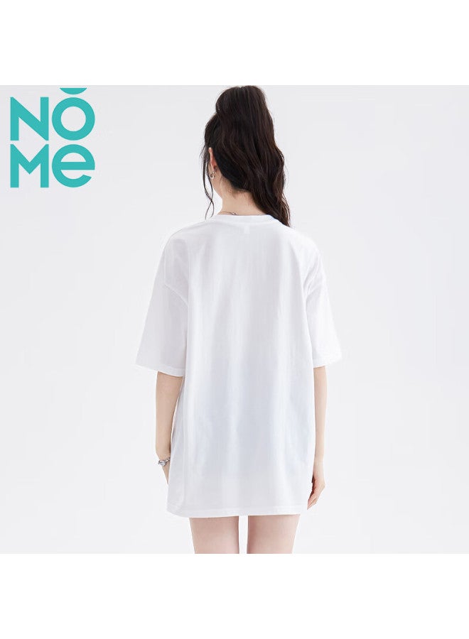 Nome Women's Short Sleeve New Loose Long Style T-shirt Covering Hips Basic Top White L - Image 5