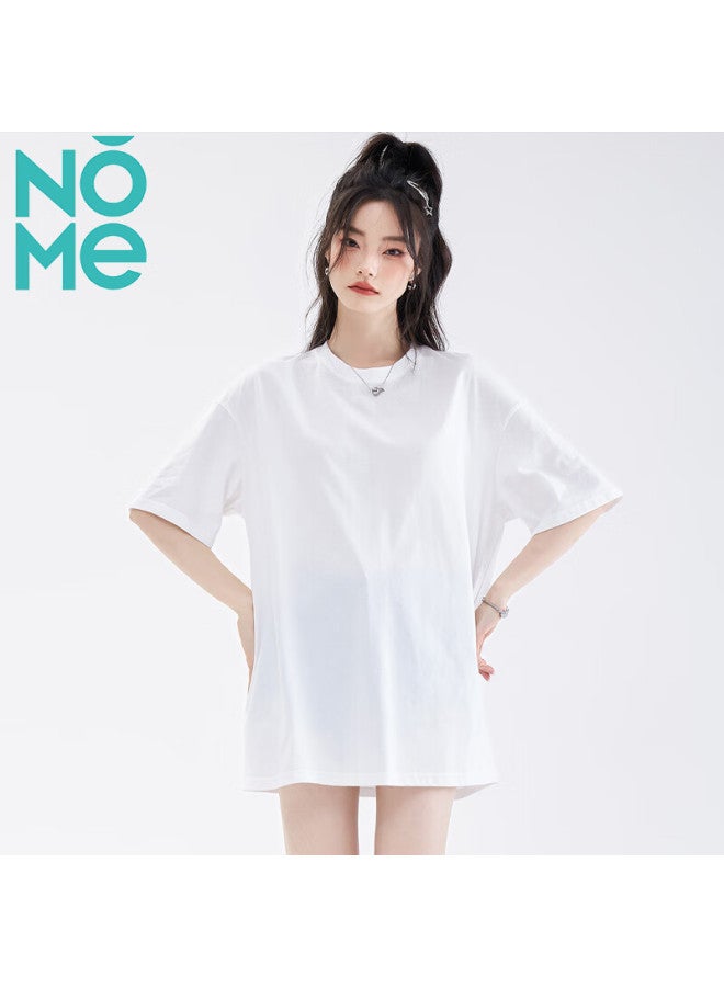Nome Women's Short Sleeve New Loose Long Style T-shirt Covering Hips Basic Top White L - Image 4