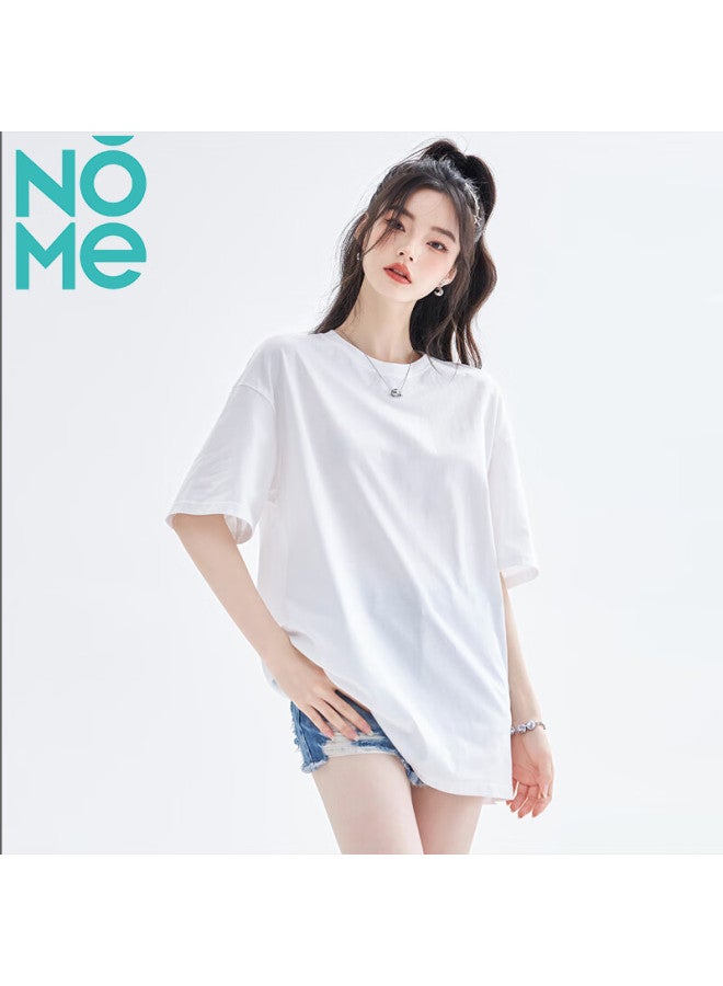 Nome Women's Short Sleeve New Loose Long Style T-shirt Covering Hips Basic Top White L - Image 3