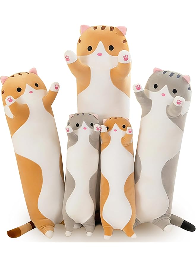 The Bros لعبة قطة ناعمة وسادة طويلة عملاقة XXL كاواي كبيرة لعبة محشوة لطيفة للنوم الجانبي (برتقالي، 50 سم) - Image 1