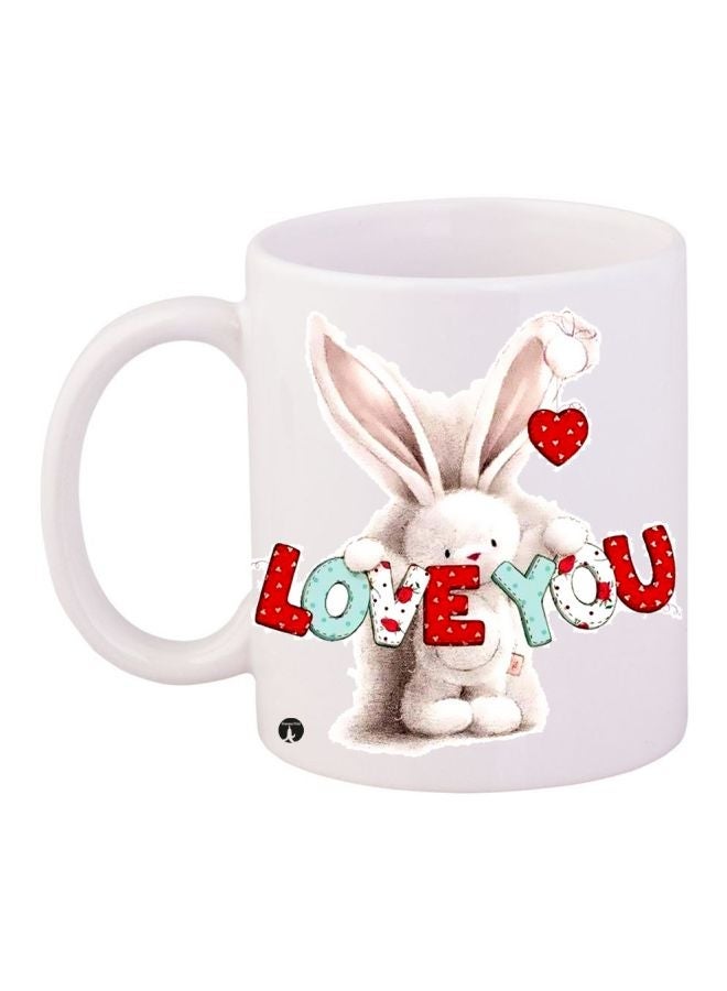 Bunny Printed Coffee Mug White/Pink/Blue 11ounce