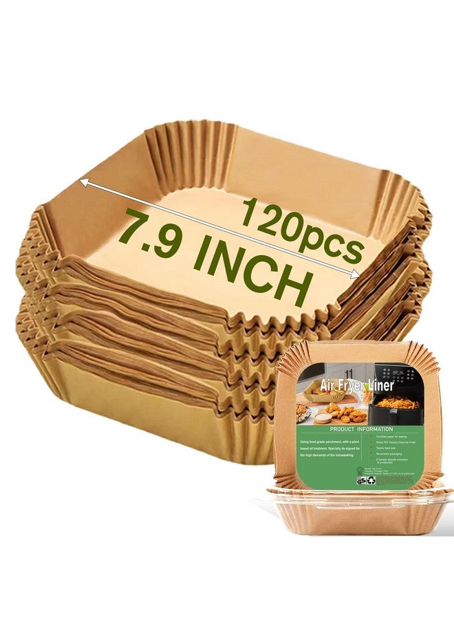 mutvle Air Fryer Disposable Paper Liner Square 7.9 Inches, 120Pcs parchment paper liners for 3-6QT Air fryer, Oil-proof, Water-proof, Parchment Baking Paper for Baking Roasting Microwave - Image 1