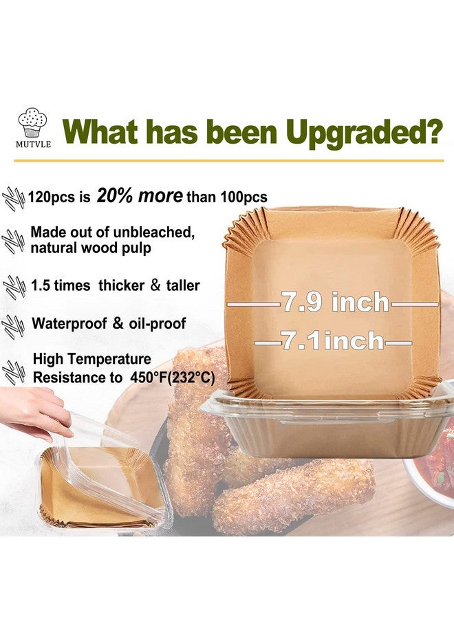 mutvle Air Fryer Disposable Paper Liner Square 7.9 Inches, 120Pcs parchment paper liners for 3-6QT Air fryer, Oil-proof, Water-proof, Parchment Baking Paper for Baking Roasting Microwave - Image 2