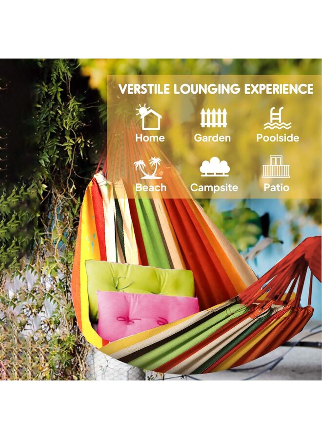 أرجوحة تخييم محمولة، أرجوحة قماشية متينة ومريحة للتعليق في الحديقة، مزودة بأحزمة تثبيت للأشجار، تتحمل وزنًا يصل إلى 200 كجم، مع حقيبة سفر للتخييم في الهواء الطلق، لون برتقالي - Image 3