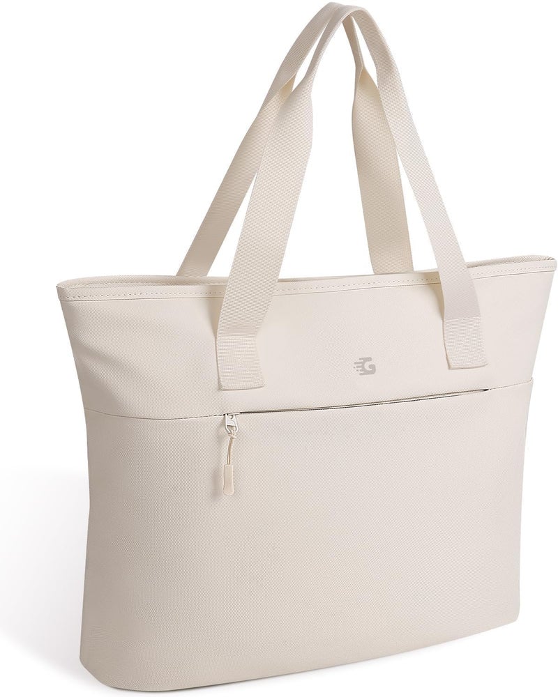 GLORIEROO 2-in-1 Cooler Bags Insulated for Women, Insulated Tote with 15.6 Inch Laptop Compartment, Large Capacity Computer Handbag for Work, Nurse, Office, Outdoor, Beach,Gym (Beige) - Image 4