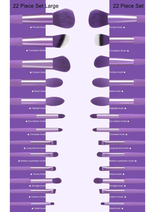 Koccido Makeup Brushes 22 Pcs Makeup Kit,Foundation Brush Eyeshadow Brush Make up Brushes Set (Purple, 22 Piece Set Large) - Image 4