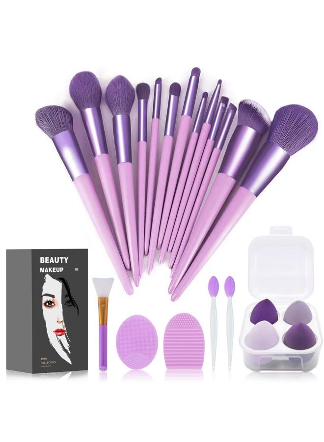 Koccido Makeup Brushes 22 Pcs Makeup Kit,Foundation Brush Eyeshadow Brush Make up Brushes Set (Purple, 22 Piece Set Large) - Image 1