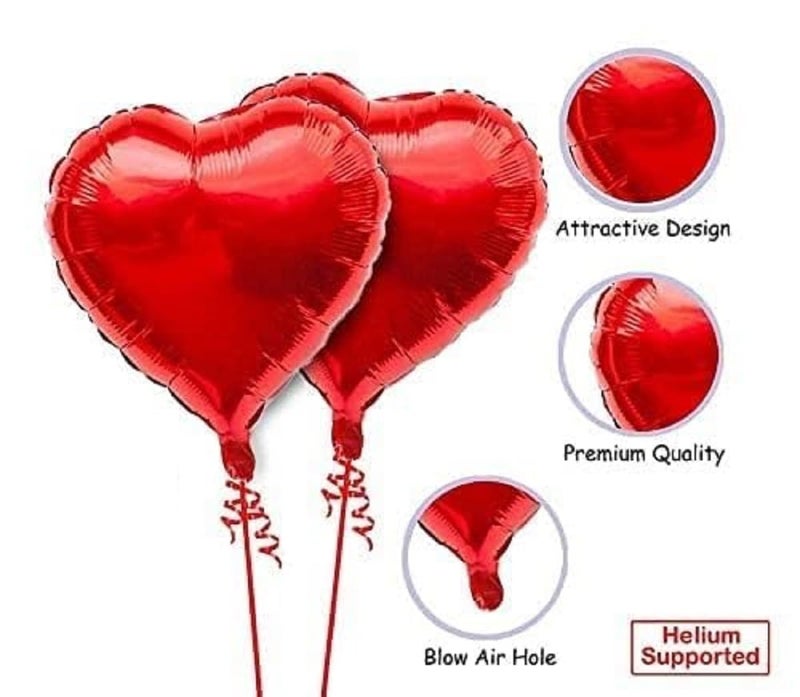 HK balloons Aluminium I Love You Banner Led Light Heart Balloons Valentine Decorations (Multicolor)-Set of 14 Pieces - Image 3