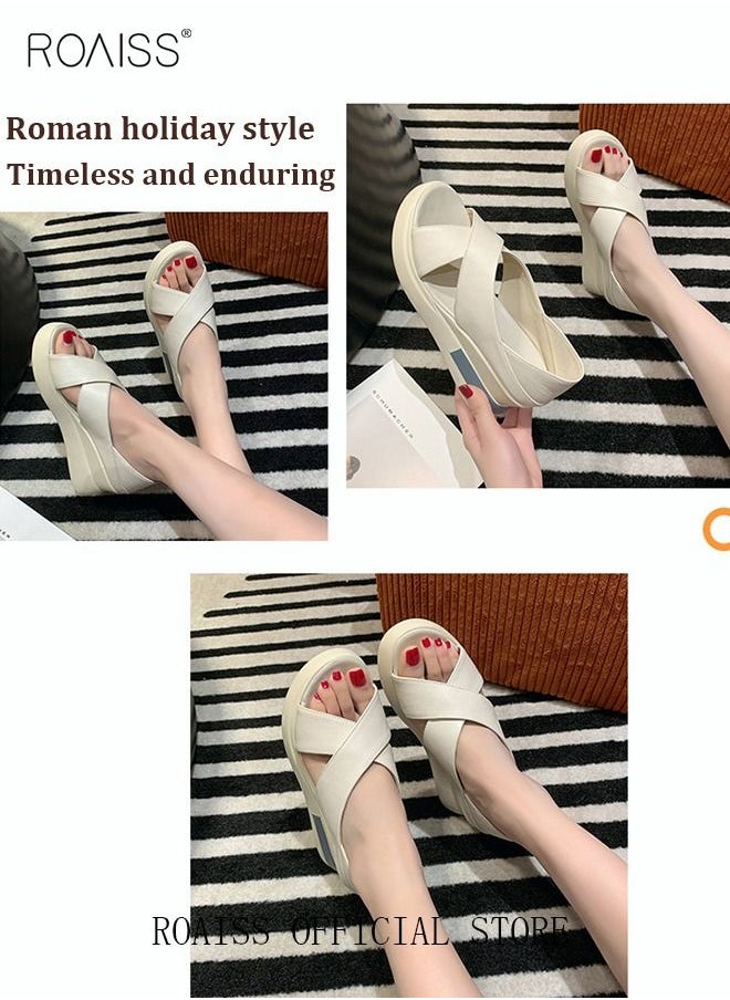 Wedge Sandals for Women Comfortable Open Toe Sandals Casual Summer Buckle Open Toe Ankle Strap Platform Sandals Platform Wedge Heels Sandals Rubber Sole Shoes - pzsku/Z824877A20FD3C06B7898Z/45/_/1691638005/23d5b350-6ddb-4f9f-b397-6e1561dc0ac0