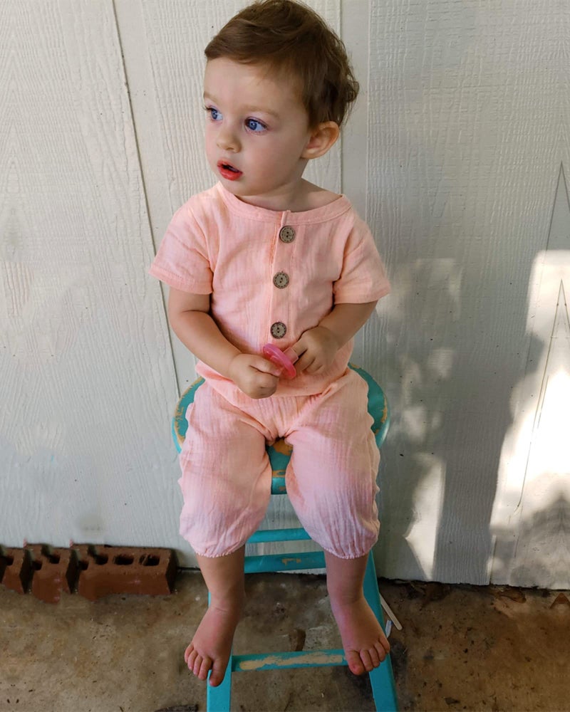 Saeaby Baby Girl Clothes Summer Outfit Infant Pink Jumpsuit Short Sleeve Romper Bodysuit Newborn Clothes One Pieces Outfit for Baby Girl 0-3 Months - Image 3