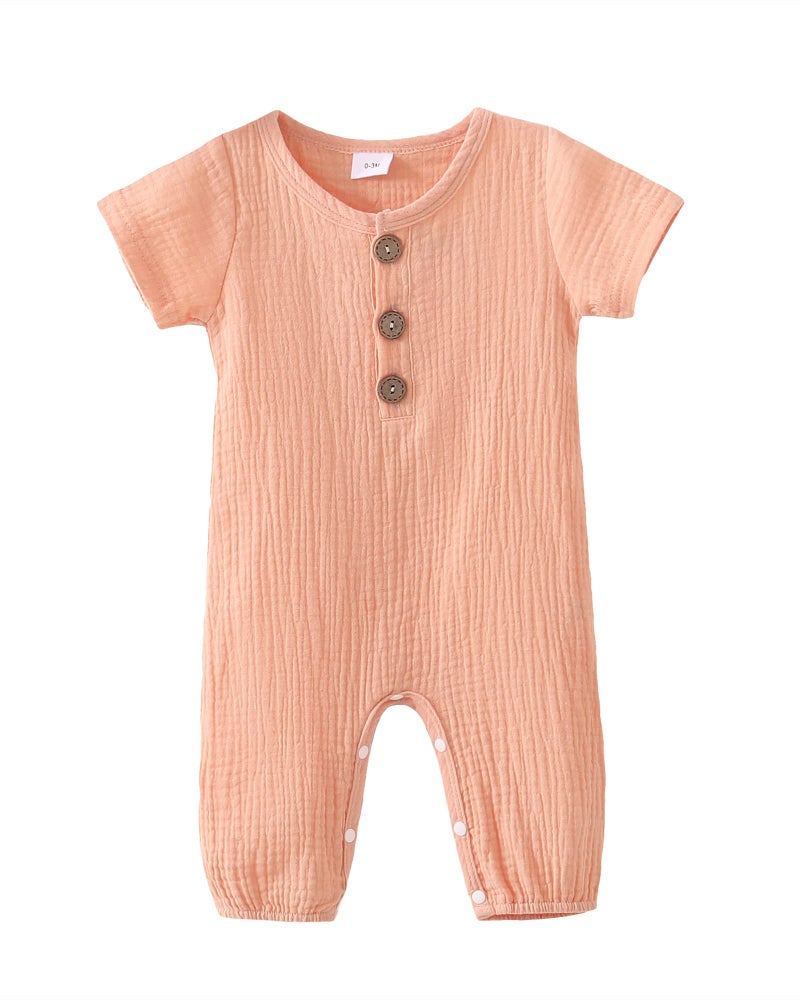 Saeaby Baby Girl Clothes Summer Outfit Infant Pink Jumpsuit Short Sleeve Romper Bodysuit Newborn Clothes One Pieces Outfit for Baby Girl 0-3 Months - Image 1