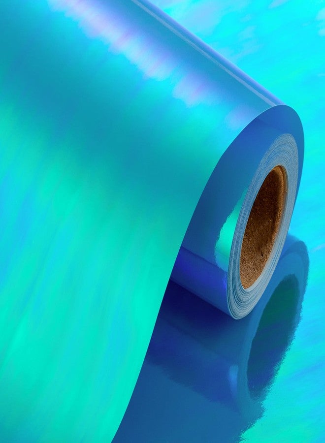 Yarcony Metallic Iridescent Wrapping Paper - 17Inch x 33Feet - Blue Iridescence Holographic Pattern Boy Fairy Gift Wrap Present Paper for Birthday Wedding Bridal Shower Valentine's Day Mother's Day - Image 1