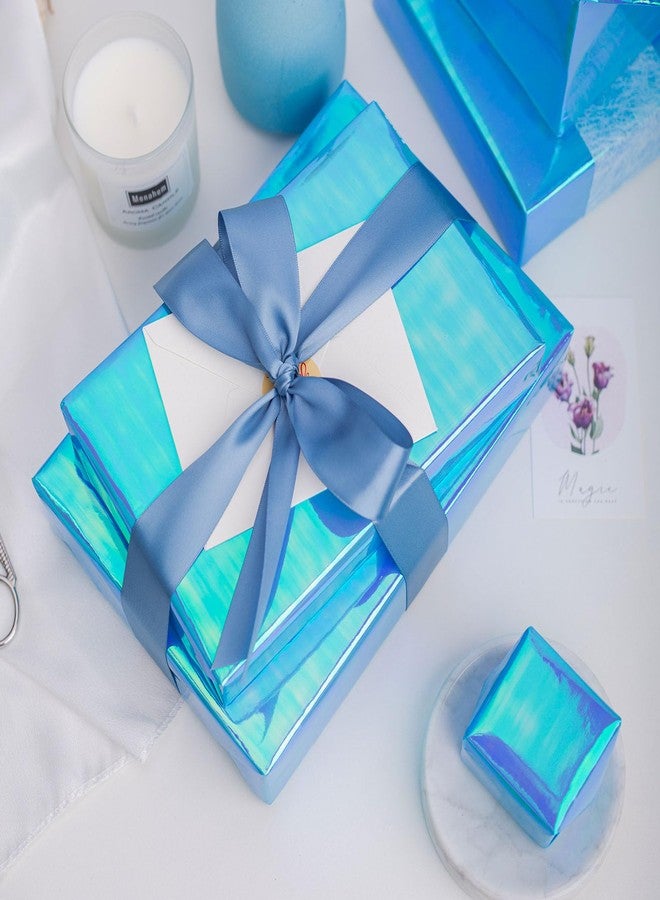 Yarcony Metallic Iridescent Wrapping Paper - 17Inch x 33Feet - Blue Iridescence Holographic Pattern Boy Fairy Gift Wrap Present Paper for Birthday Wedding Bridal Shower Valentine's Day Mother's Day - Image 3