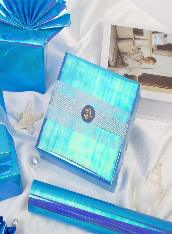 Yarcony Metallic Iridescent Wrapping Paper - 17Inch x 33Feet - Blue Iridescence Holographic Pattern Boy Fairy Gift Wrap Present Paper for Birthday Wedding Bridal Shower Valentine's Day Mother's Day - Image 4