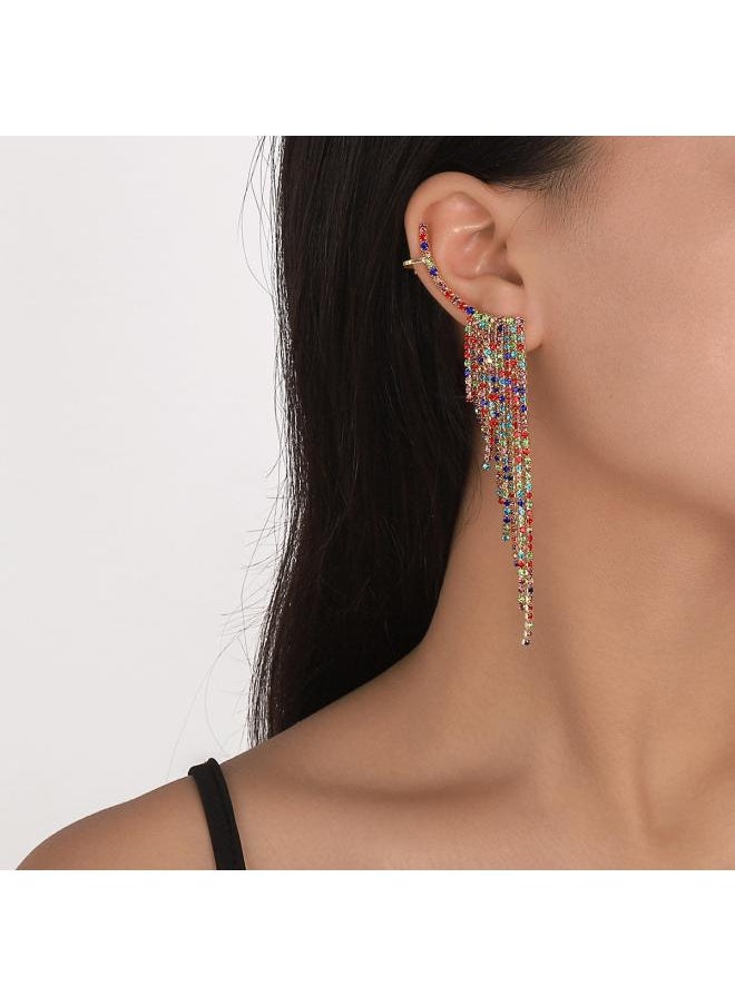 نيبمينينت E 0274 European And American Elegant Simple Popular Earrings Internet Tassel Rhinestone Ear Needle Geometric Banquet Exaggerated 