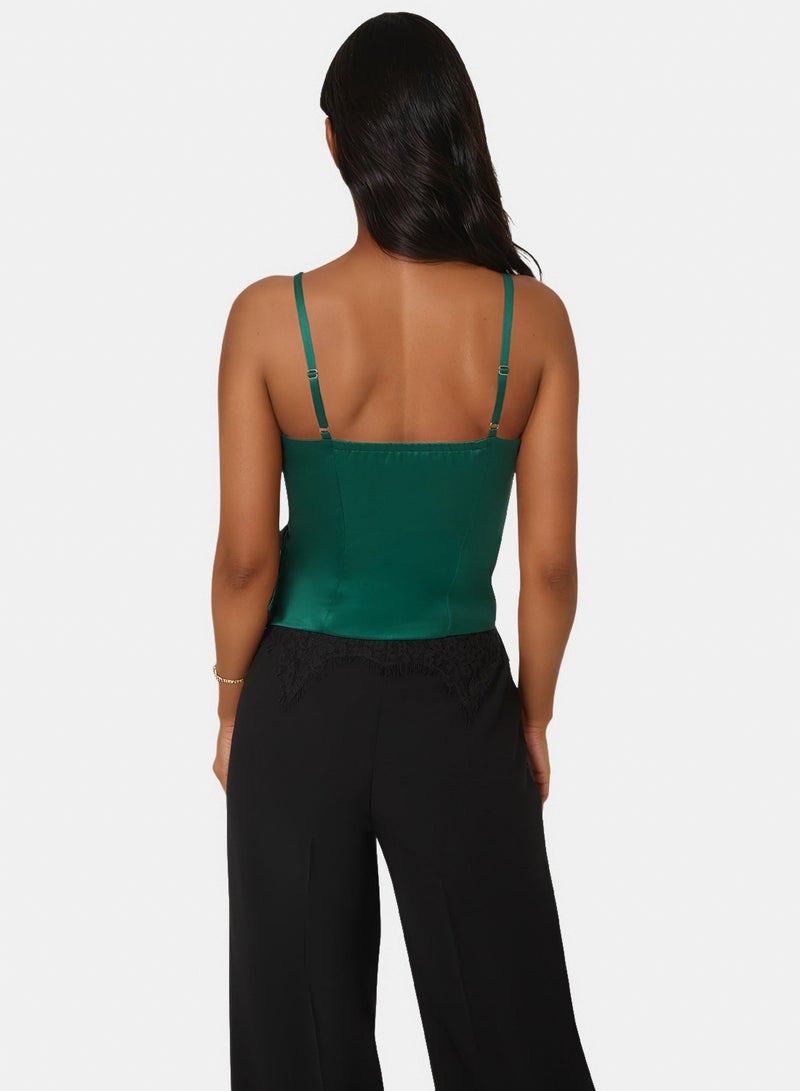 bebe Satin Rhinestone Buckle Corset Top - Image 3